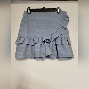 BCBGeneration Light Blue Ruffled Girly Coquette Layered‎ Women's Mini Skirt